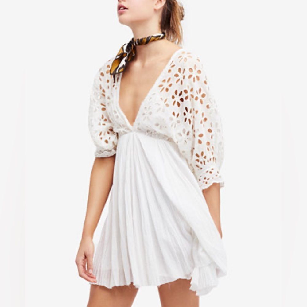 Free People Bella Note White Eyelet mini dress-